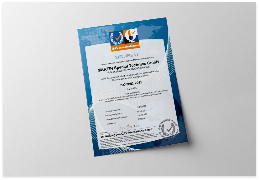 ISO Zertifikat Martin Special Technics gültig bis 2023