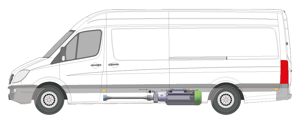 Zeichnung Mercedes Benz Sprinter mit Unterflurgenerator